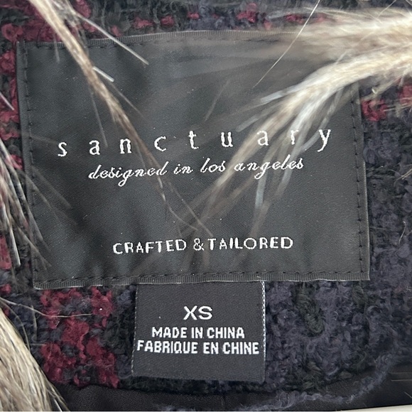 Sanctuary Tweed Faux Fur Tunic Vest XSmall Preppy Chic Layer Cozy - Picture 5 of 12